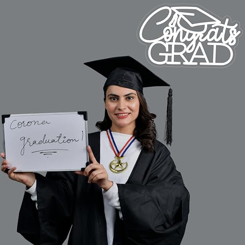 Congrats Grad Neon Sign for 2025 Graduation Decorations,16.5 x 9.9 IN White Dimmable Led Light Congrats Sign for Graduatio...