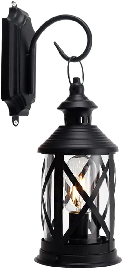 TRIROCKS Battery Powered Metal Lamp 10'' Tall Decorative Cordless Table Lamps LED Edison Lights Hanging Lamps with Metal Hook for Home Decor Patio Garden Wedding Parties Indoor Outdoor(Black)