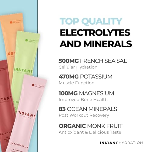 Instant Hydration Electrolytes Powder Packets - Variety Pack - Zero Sugar - Keto, Vegan, Gluten-Free, Non-GMO - Boost Reco...