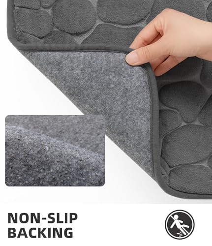 YIHOUSE Bathroom Mat Rug, Memory Foam Bath Mat, Non-Slip Bathroom Floor Mats, Cobblestone Bath Mats Absorbent Bath Rugs Wa...