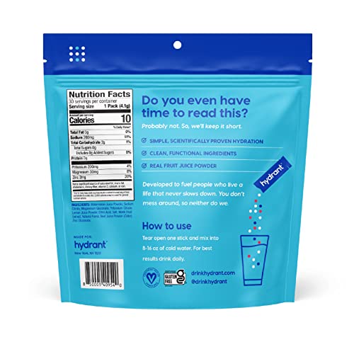 HYDRANT Hydrate No Added Sugar, Individual Hydration Electrolyte Powder Stick Packets with Zero Sugar and Electrolytes for...