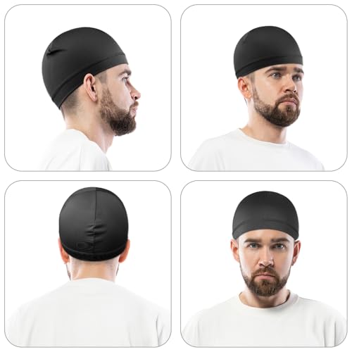 WY LIGHTING LEVEL 3Pcs Skull Caps Soft Lightweight Beanie Hats Moisture Wicking Stretchy Breathable Helmet Liner for Men