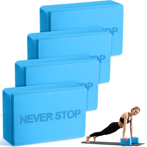 RoundFunny 4 Pack Yoga Blocks Non Slip Pilates Brick Foam Blocks Pilates Dance Gymnastics Workout Fitness Props Tool for S...