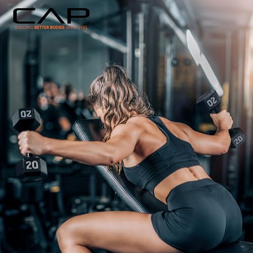 CAP Barbell 45 LB Cast Iron Hex Dumbbell Hand Weight - Pair | Black