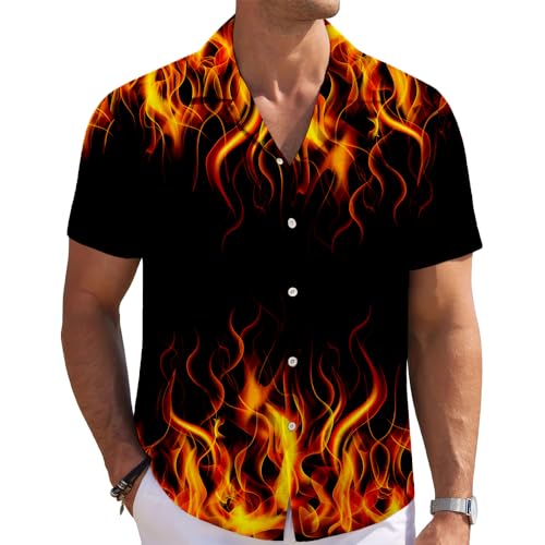 QiErDesign Men's Hawaiian Shirts Casual Button Down Short Sleeve Shirts Set Printed Shorts Beach Hawaii Suits