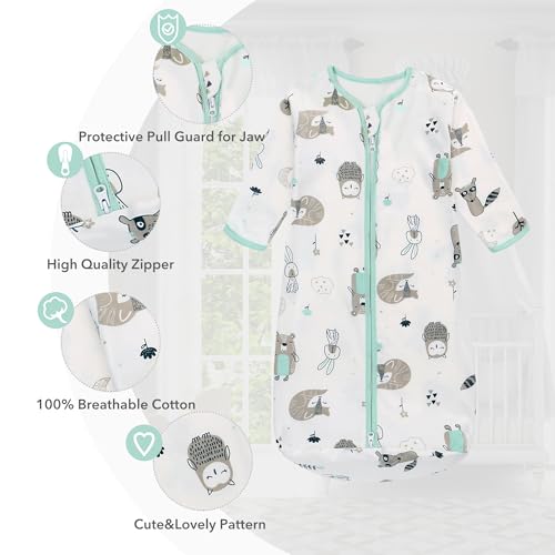 Miracle Baby Long Sleeve Sleep Sack 2-Pack, 100% Cotton Wearable Blanket Baby Sleeping Bag for Newborn Infant Toddler
