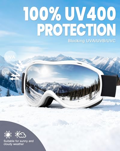 FMY Ski Snowboard OTG Goggles,Anti Fog UV400 Protection Skiing Snowmobile Goggles for Men Women Youth