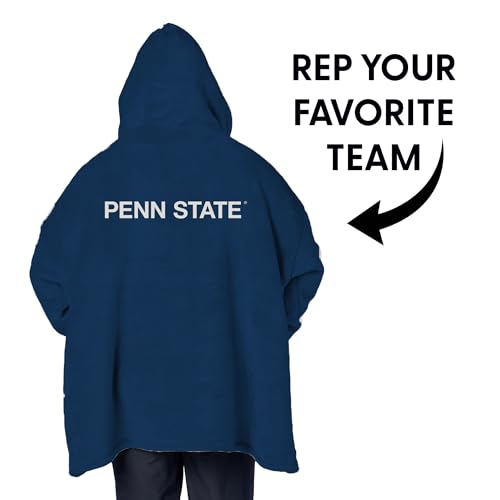 Northwest NCAA Hoodler Oversized Sherpa Pullover Hoodie with Embroidered Logo, Plush Wearable Blanket Sweatshirt, Soft Fleece