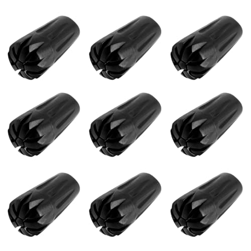 Ruzzut Black Rubber Diamond Trekking Pole Tip Protectors - Hiking Pole Replacement Tips with Shock Absorption, Adds Grip a...