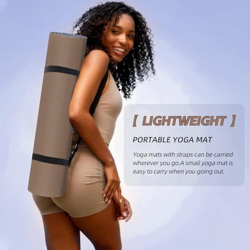 Yoga Mat Non Slip, Anti-Tear 1/4 Thick TPE Yoga Mats for Women and Men, 72"x24" Exercise & Fitness Mat with Carrying Stra...