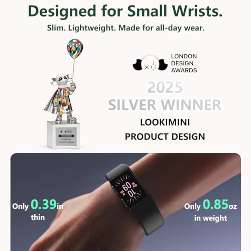 FITVII Mini Fitness Trackers, 1.01" AMOLED Slim Smart Watch with 24/7 Heart Rate, Blood Pressure/Oxygen Monitor, Sleep & S...