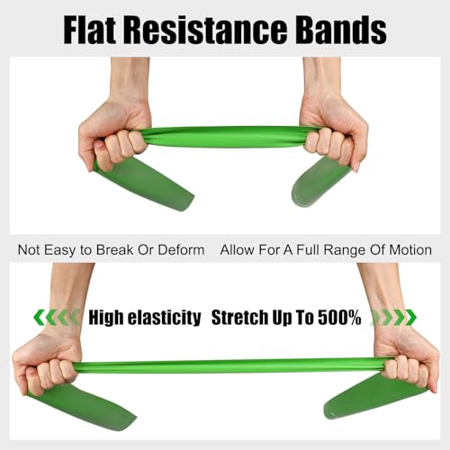 Kiemeu Flat Resistance Bands for Physical Therapy and Rehab, Pilates, Yoga, Latex Elastic Workout Bands Resistance for Wom...