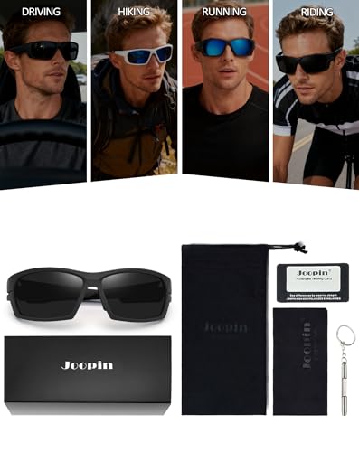 Joopin Sports Sunglasses Polarized Men Women Wrap Around Sun Glasses UV400 Protection Shades Rectangle Sunnies