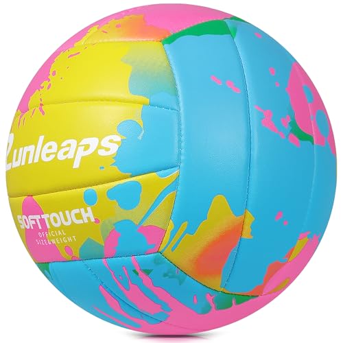 Runleaps Beach Volleyball Official Size 5 Soft Waterproof Volleyball Sand Sports PU Ball for Indoor, Outdoor, Pool, Gym, T...