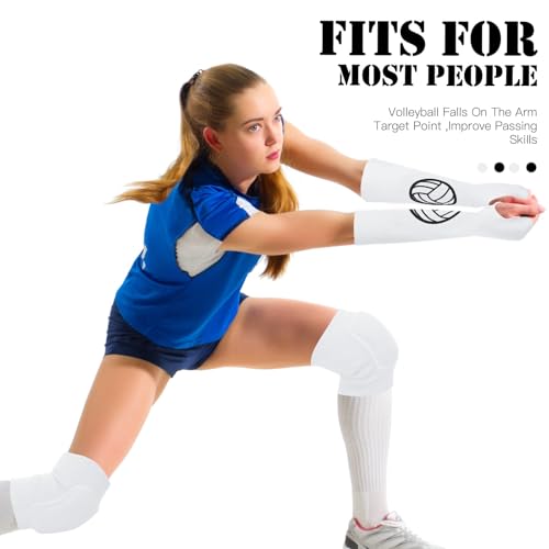 Sosation 2 Set Volleyball Knee Pads and Volleyball Arm Sleeves with Protection Pad Compression Forearm Wrist Guard with Th...