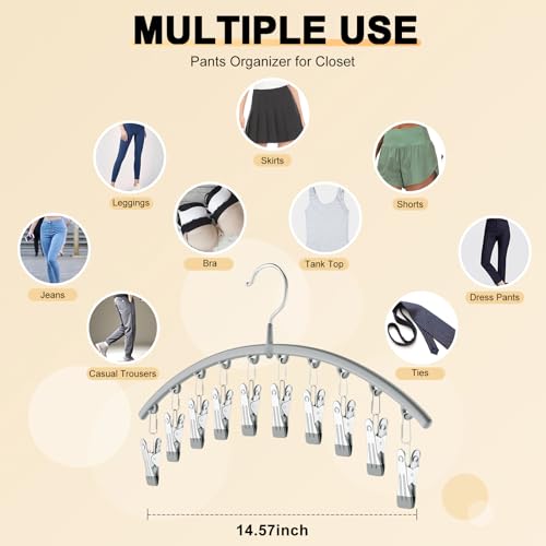 Volnamal Legging Organizer for Closet, Metal Yoga Pants Hanger w/Rubber Coated 2 Pack w/10 Clips Hold 20 Leggings, Hangers...