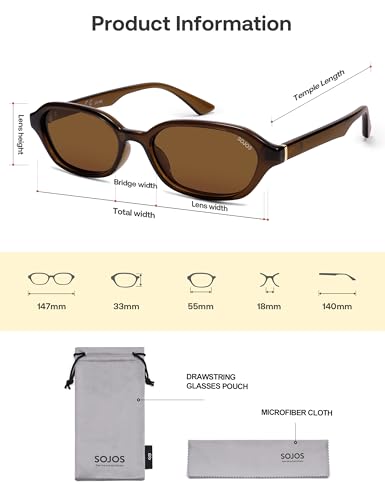 SOJOS Retro Rectangle Polarized Sunglasses for Women Men Trendy Hexagon Narrow Chic Y2K Sunnies SJ2629