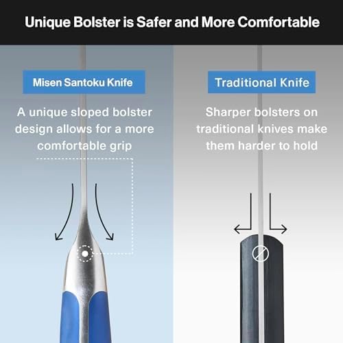 Misen 7.5" Santoku Knife - High Carbon Stainless Steel - Classic Japanese Chef Knife Design for Cutting, Slicing, and Chopping - Razor Sharp Japanese Style Kitchen Knife - White