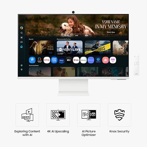Samsung 32” Smart Monitor M8 (M80F) 4K UHD Display, Samsung Vision AI, Smart TV Apps, Gaming Hub, USB-C, HDMI and USB-A, W...