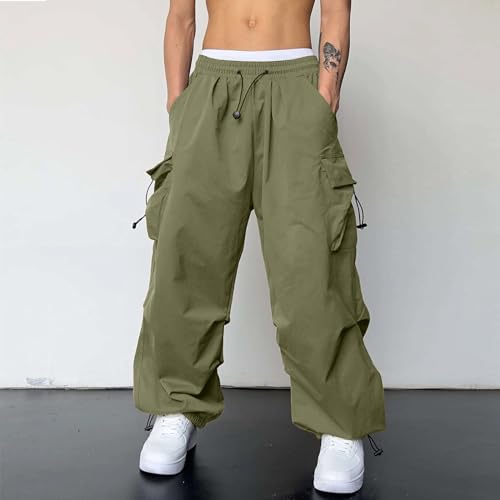 Mens Baggy Cargo Pants Elastic Waist Comfort Fashion Parachute Pants Solid Drawstring Athletic Lightweight Joggers Trousers