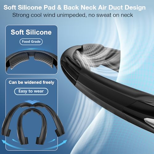 Hionly AI Neck Fan, 6 Speeds Adjustable Portable Personal Fan Rechargeable, Faster Cooling Wearable Fan, Ultra Quiet for H...