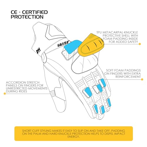 WARDLER Vortex Motorcycle Gloves for Men/Women, Cowhide Leather Touchscreen, Summer, Vortex Knuckle & Finger Protection, M...