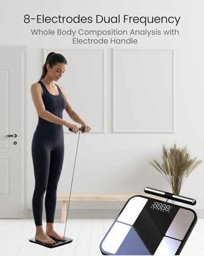 NEXABRIDGE 8 Electrodes Smart Scale for Body Weight, BMI, Body Fat, Muscle Mass, Dual Frequency Digital Bathroom Scale, 56...