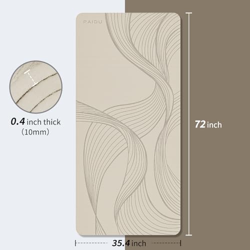 PAIDU Large Yoga Mat-72’x36’x0.4’ Extra Width ＆ Thick,Comfortable,Non-Slip Exercise Mat-Works Great on All Floor for Stret...