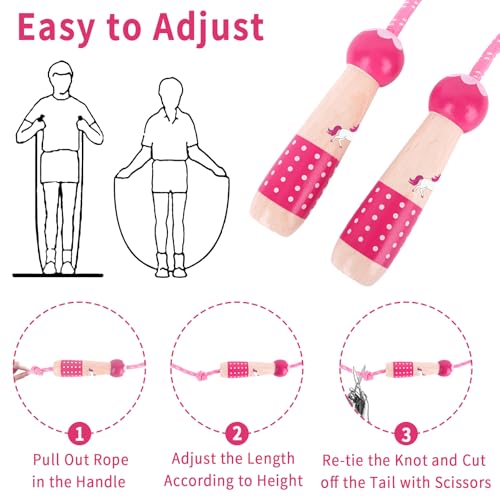 EGOSKY Jump Rope Kids, 7.2ft Children Adjustable Cotton Skipping Rope with Wooden Handle for Boys Girls Fitness Outdoor Ac...