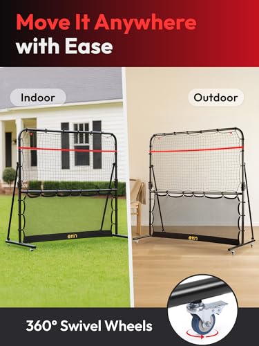 A11N SPORTS Pickleball Rebounder with Adjustable Angles & 360° Wheels – Practice Rebounder for Forehand, Backhand, Dinks, ...