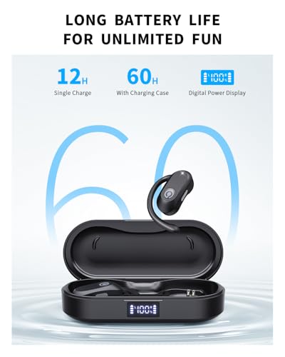 CXK Open Ear Headphones Bluetooth 5.4 Bone Conduction Headphones, True Wireless Earbuds with 60Hrs Stereo Sound, 0.27oz Li...