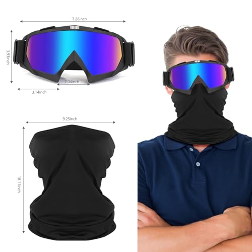 Lievermo Motorcycle Goggles Dirt Bike Goggles 2 Pack ATV Off-Road Riding Motocross Ski Goggles
