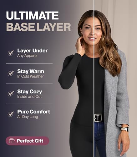 Thermajane Long Johns Thermal Underwear for Women Fleece Lined Base Layer Pajama Set Cold Weather