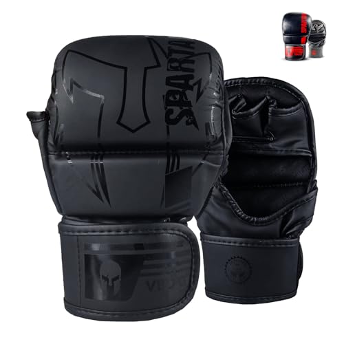 Victorbudo USA MMA Gloves Sparring Grappling, Hybrid Open Palm Heavy Bag Gloves Men Women, Maya Hide Leather Wrist Suppor...