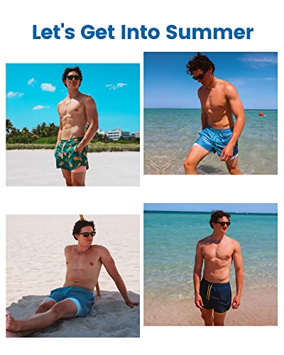 maamgic Mens Swim Trunks with Compression Liner Short Stretch Mens Bathing Suit Quick Dry Swimming Trunks Swimsuit