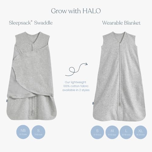 HALO 100% Cotton Sleepsack Swaddle, 3-Way Adjustable Wearable Blanket, TOG 1.5, Campsite, Newborn, 0-3 Months