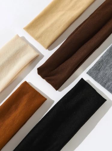 Elastic Non-Slip Soft Cloth Fabric Women's Headbands 16 Pack - Yoga, Running, Sports Hair Accessories in Black, Brown, Bei...