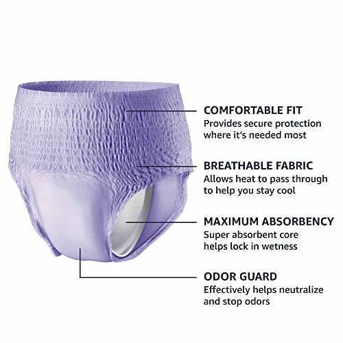 Amazon Basics Incontinence Underwear for Women, Protective, Disposable, Postpartum, Maximum Absorbency, Medium, Lavender, ...