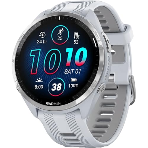 Garmin Forerunner® 965 Running Smartwatch - Whitestone and Powder Gray