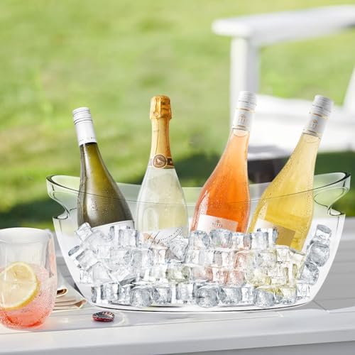 Ice Buckets for Parties, Ice Bucket 2 Pcs Acrylic Champagne Beverage with 2 Ice Bucket Scoop for Champagne Beer Sparkling ...