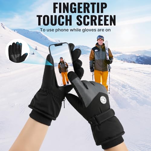 apaepr Winter Ski Gloves for Men & Women, Waterproof Insulated Cold Weather Work Gloves, Touchscreen Snow Gloves for Skiin...