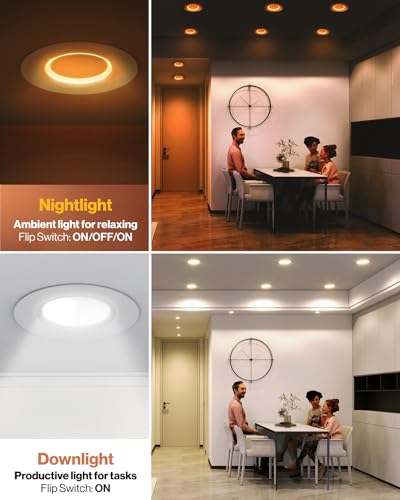 Sunco 12 Pack 5CCT LED Recessed Lighting 4 Inch with Night Light, 2700K/3000K/4000K/5000K/6000K Selectable, Dimmable Light...