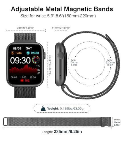EarlySincere Smart Watches for Men Women Blood Pressure, 1.9" HD Full Touch Screen, Fitness Tracker with Heart Rate Blood ...