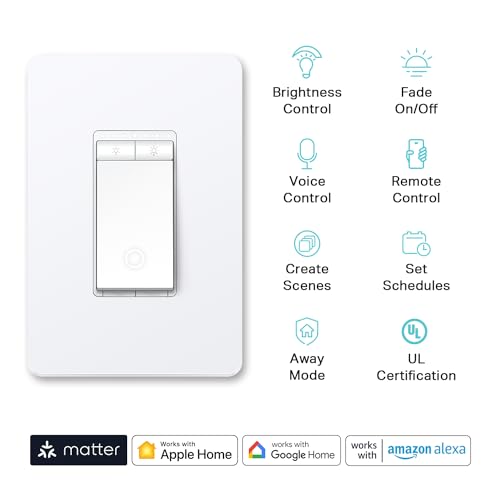 Kasa Smart Kasa Matter Smart Dimmer Switch: Voice Control w/Siri, Alexa & Google Assistant,UL Certified, Timer & Schedule,...