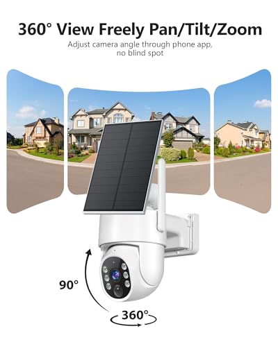 Gianteye 5G&2.4GHz Security Cameras Wireless Outdoor, 2K Cameras for Home Security, Solar & Battery Powered Security Camer...
