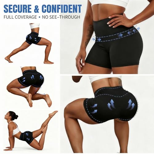 TELALEO 5 Pack 3"/5" Womens Volleyball Shorts Spandex Compression Shorts Workout Performance High Waist Yoga Biker Shorts