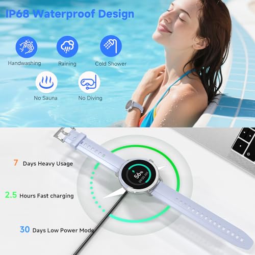 PROTKPETS Smart Watches for Women Men 1.27" HD Fitness Tracker with Heart Rate/Sleep/Step/SpO2 Monitor, IP68 Waterproof Wa...
