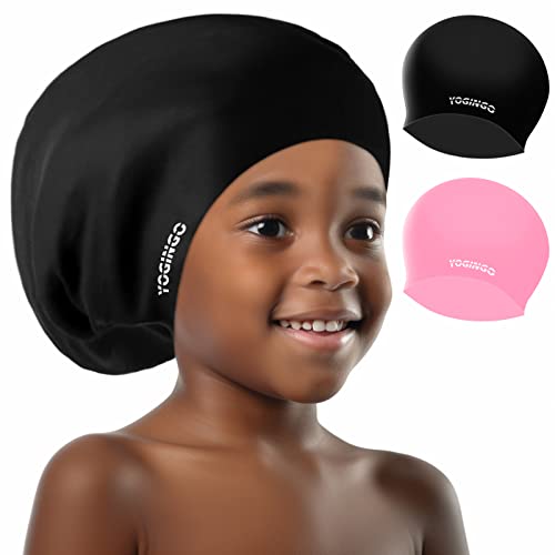 Extra Large Swim Cap for Kids - Silicone, Swim Cap for Long/Short Hair and Braids/Dreadlocks, Girls/Boys 6-14