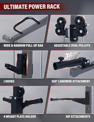 MAJOR FITNESS Drone3 Smith Machine, 2500lbs All-in-One Home Gym Power Rack with Dual Pulley System for Cable Crossover, Pu...