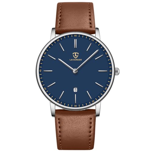 L LAVAREDO Watch for Men, Extremely Thin Mens Watches Minimalist Analog Men's Leather Wrist Watches with Time/Date, Birthd...
